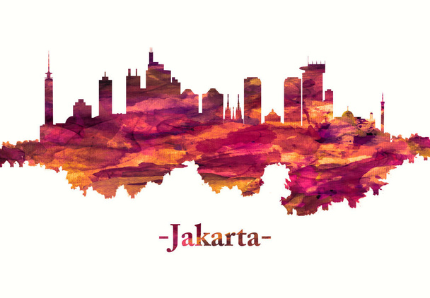 Red Skyline Jakarta, Indonézia hatalmas tőke, ül az északnyugati partján, a Jáva szigetén - Fotó, kép