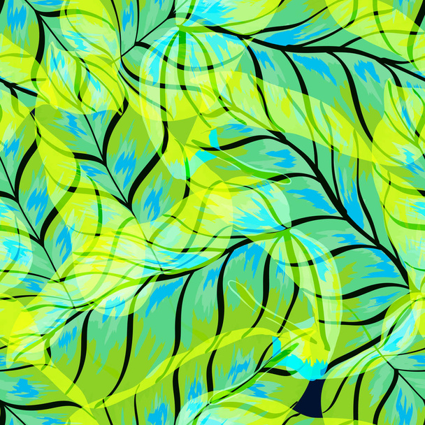 Tropical banana leaf pattern. Banana leaf vector seamless pattern. Tropical background with leaves. - Вектор, зображення