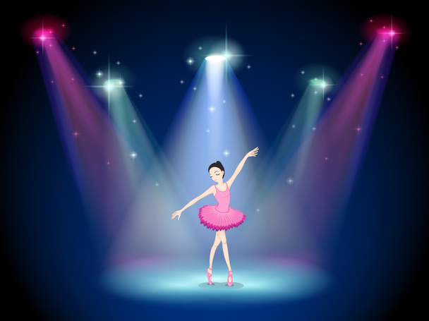 Uma bailarina graciosa no centro do palco
 - Vetor, Imagem