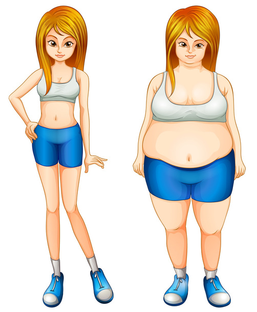 Una mujer gorda y delgada
 - Vector, imagen