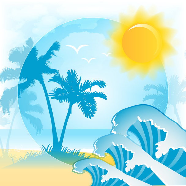 Fondo vectorial con playa de verano
 - Vector, Imagen