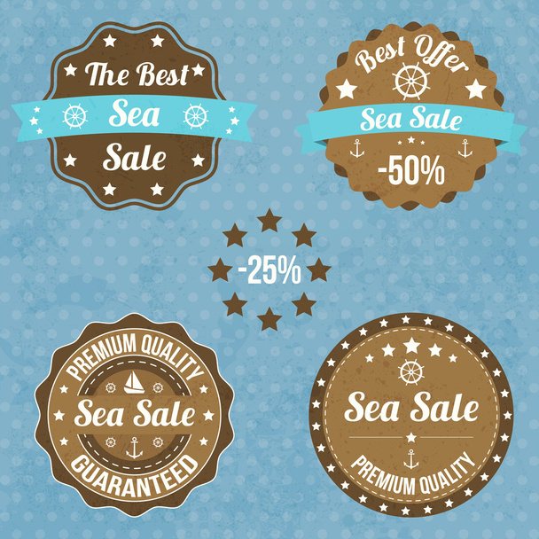 Set of vintage retro nautical badges and labels - Vector, Image