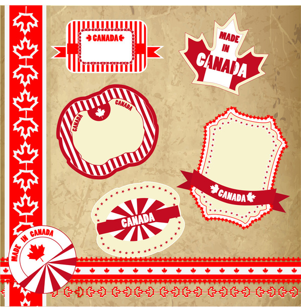 Набор этикеток, значков и наклеек Канады
 - Вектор,изображение