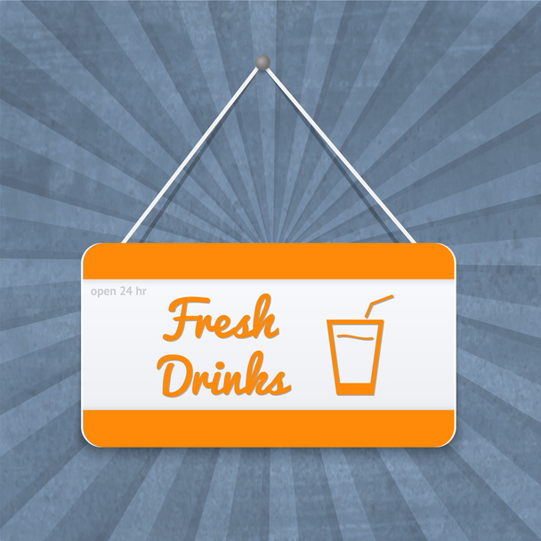 Orange - white plate with drinks signs - Vector, Image