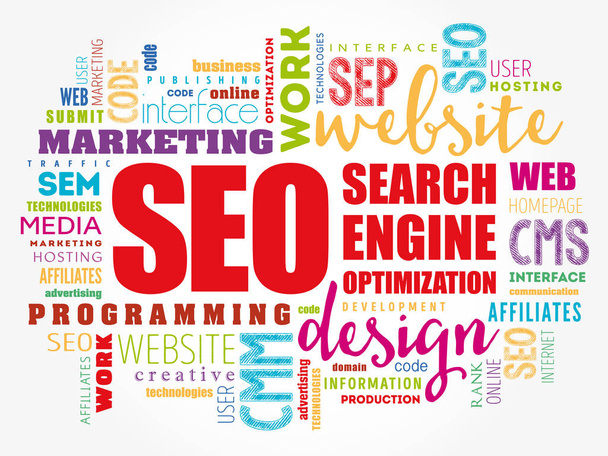 SEO (Search Engine Optimization) word cloud - Vector, Image