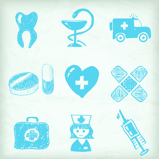 Set de iconos médicos artísticos
 - Vector, imagen