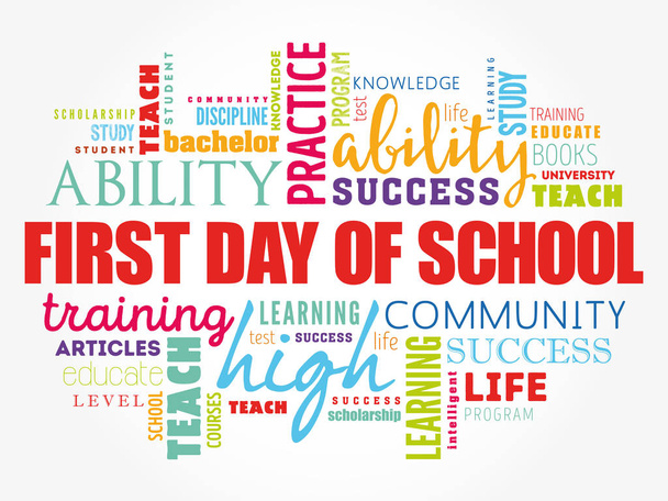 First day of school word cloud collage - Vector, Image