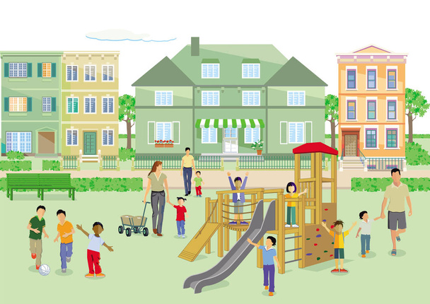 Familles à loisir dans le parc, illustration
 - Photo, image