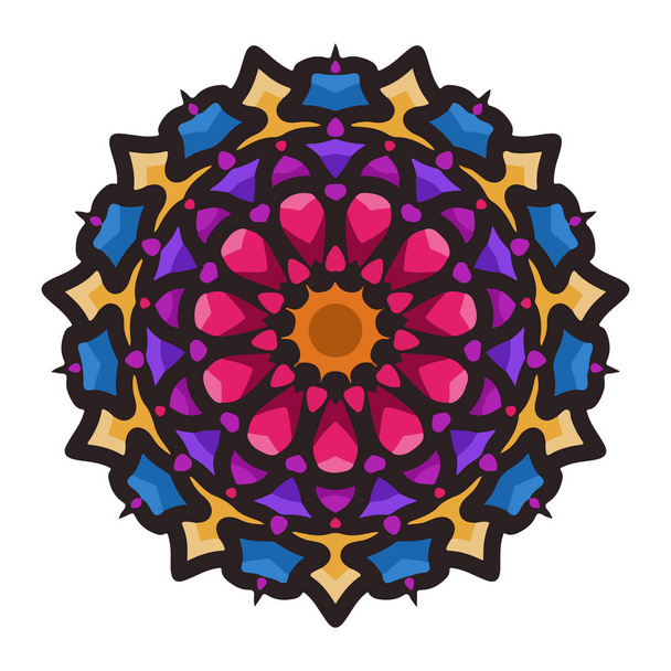 farbenfrohe Mandala-Kunst mit floralen Motiven. Indische Mandala-Kunst mit wunderschönem Blume-Element - Vektor, Bild
