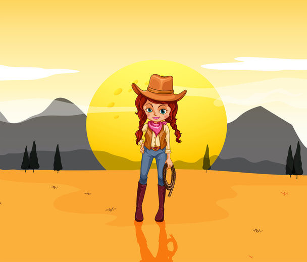 ein Cowgirl in der Wüste - Vektor, Bild
