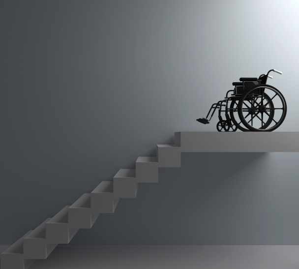 wheelchair in front of stairs - Photo, Image
