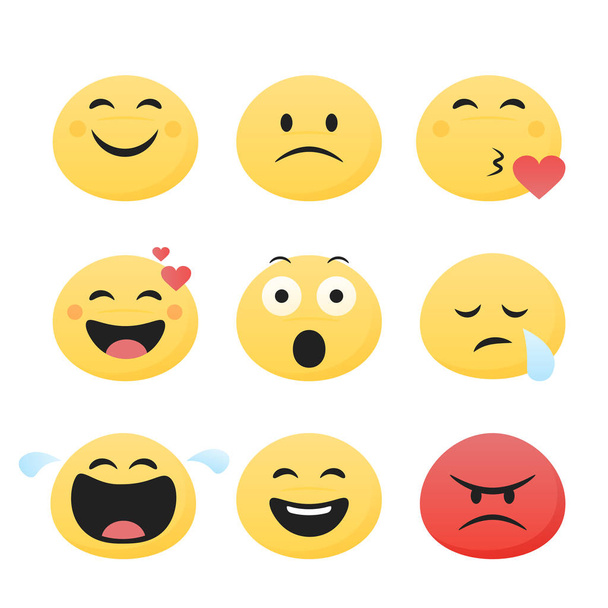 Set di emoticon smiley carino, design piatto, illustrazione vettoriale
 - Vettoriali, immagini