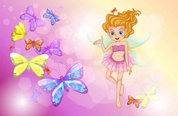 A fairy with the colorful butterflies - Vector, Image