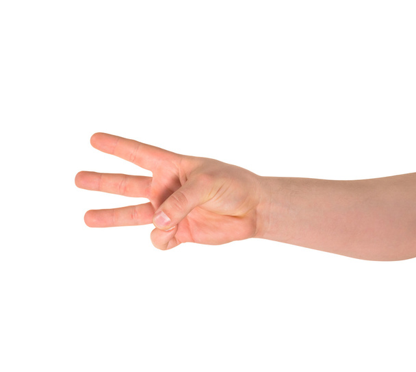 Three finger hand gesture sign isolated - Foto, afbeelding