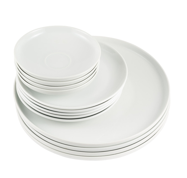 Pile of clean white dish plates isolated - Zdjęcie, obraz
