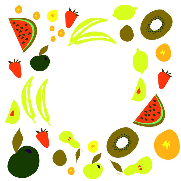 Fruit and vegetables illustration frame for you - Вектор,изображение