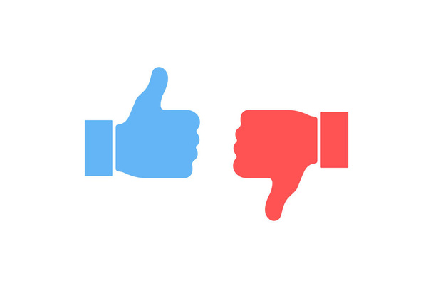 Thumbs up and thumbs down. Like or dislike. Vector illustration line icon - Vector, Image