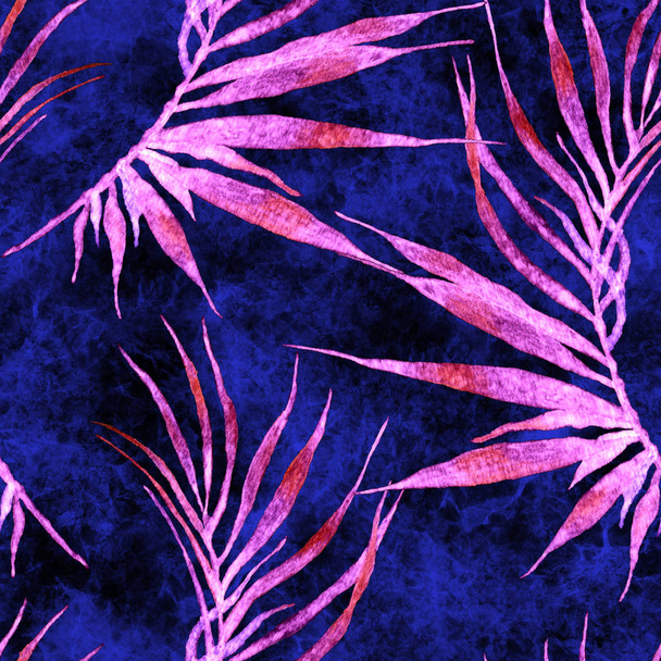 Tropical seamless pattern. Watercolor curved palm  - Фото, зображення
