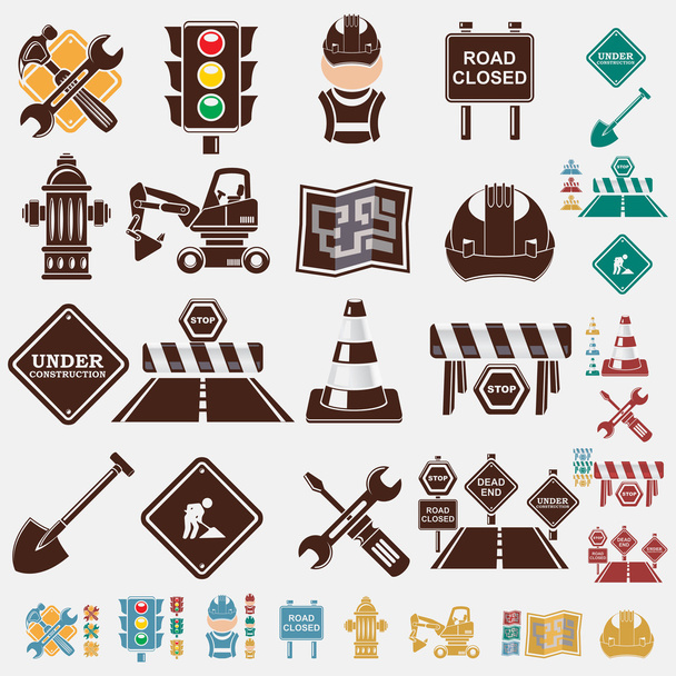 Set di icone stradali in cinque colori
 - Vettoriali, immagini