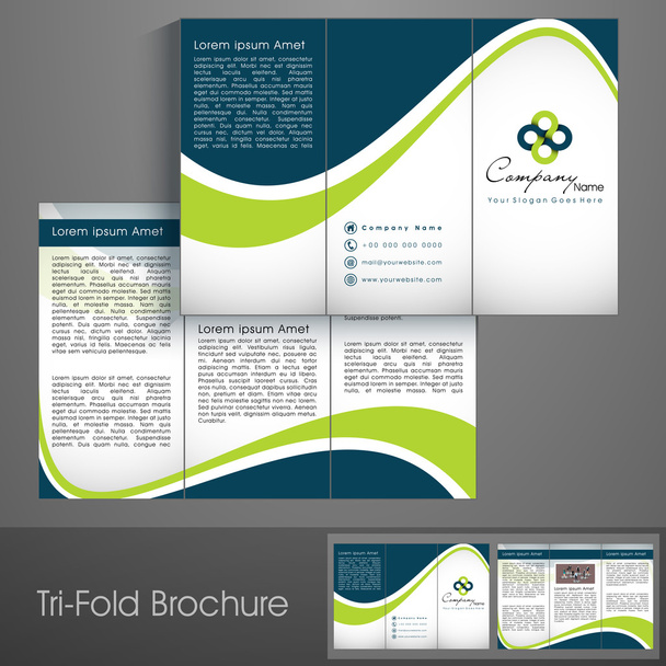 Professional business three fold flyer template, corporate broch - Vector, Image