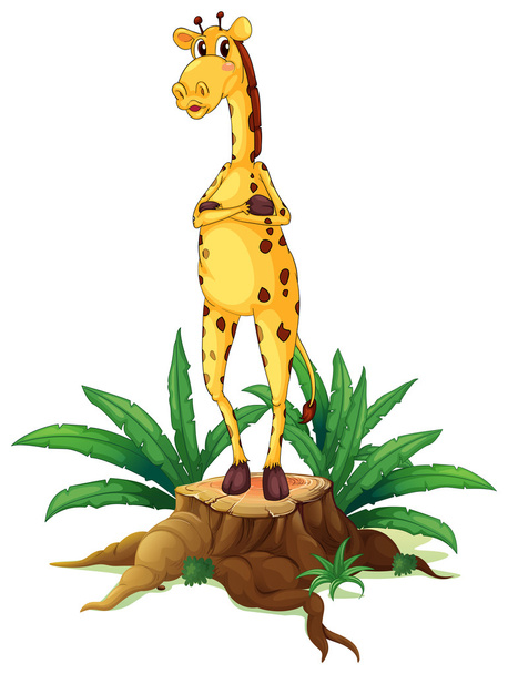 Egy zsiráf állt fent a csonkja - Vektor, kép