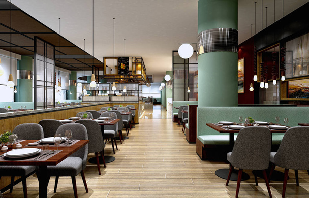3d render modern kafe restoran - Fotoğraf, Görsel