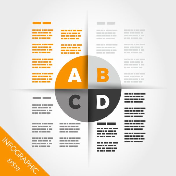 orange infographic four letters in ring - Вектор, зображення