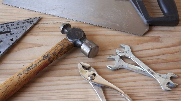 Hand tools used in construction. - Fotó, kép
