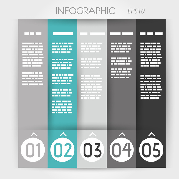 turquoise column infographic five options in rings - Vetor, Imagem