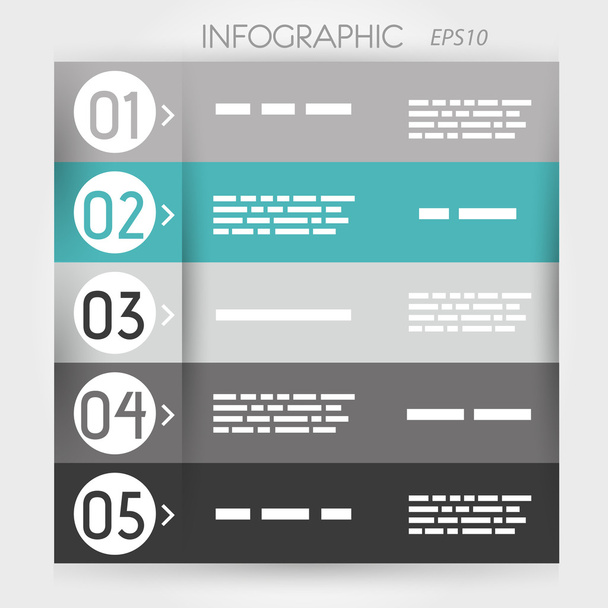 turquoise infographic five options in rings - Vetor, Imagem