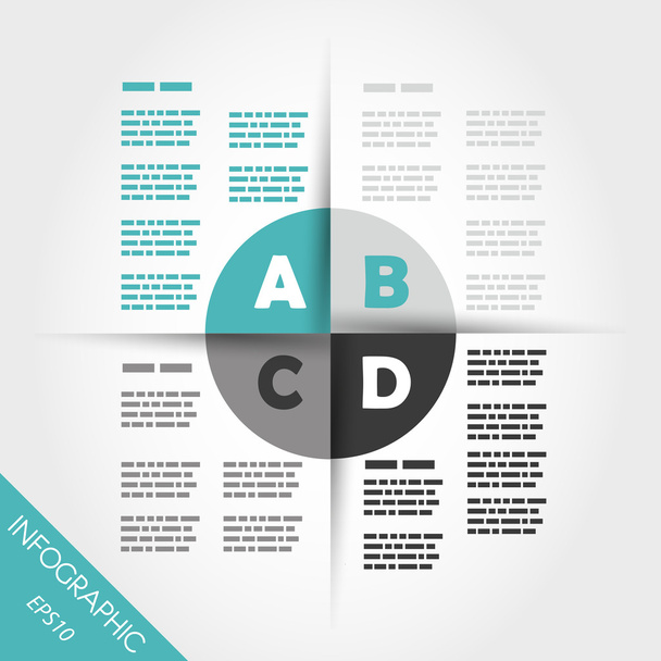 turquoise infographic four letters in ring - Vector, imagen