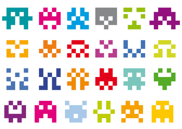 caracteres de pixel
 - Vetor, Imagem