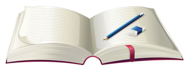 ένα βιβλίο με ένα μολύβι και γομολάστιχα - Διάνυσμα, εικόνα