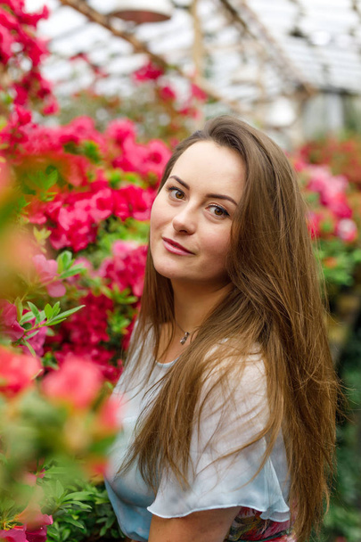 portrait of a beautiful young woman in a park - Foto, imagen