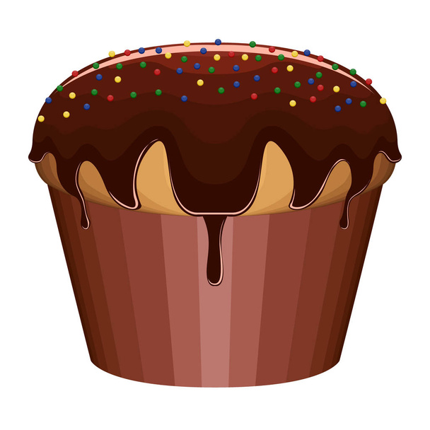 Cupcake with chocolate cream - Vektor, obrázek