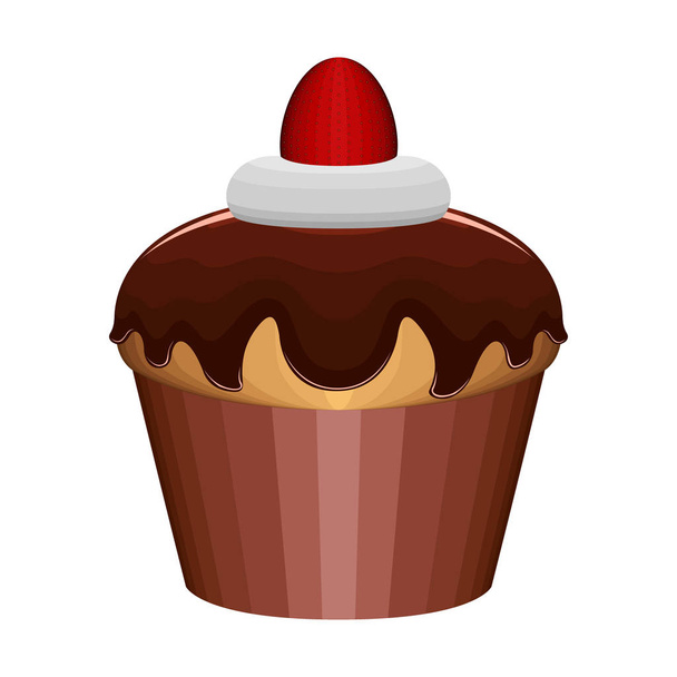 Cupcake with chocolate and cream - Вектор,изображение
