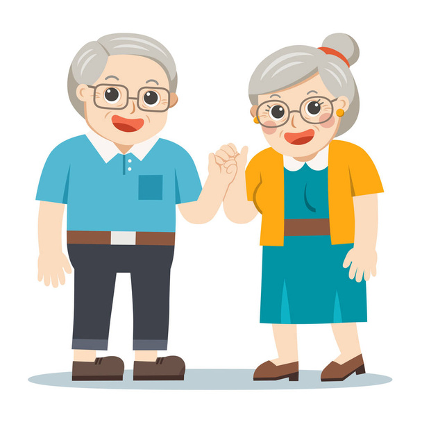Happy Grandpa and grandma standing together. - Vector, Image