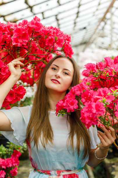 beautiful young woman in a wreath of flowers - Foto, afbeelding