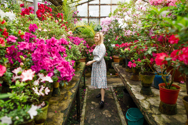 woman in flower shop with flowers  - Foto, Imagem