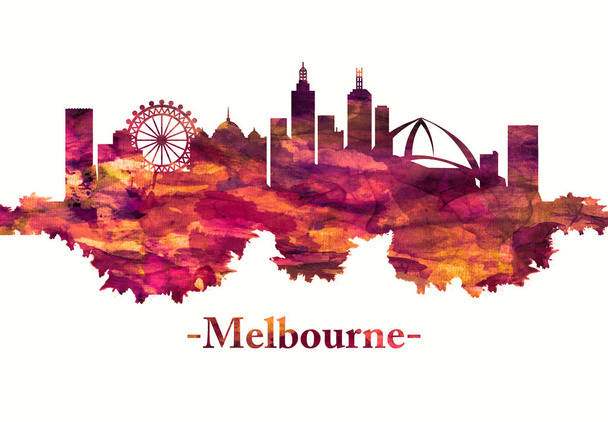 Melbourne Australia skyline in red - Photo, Image