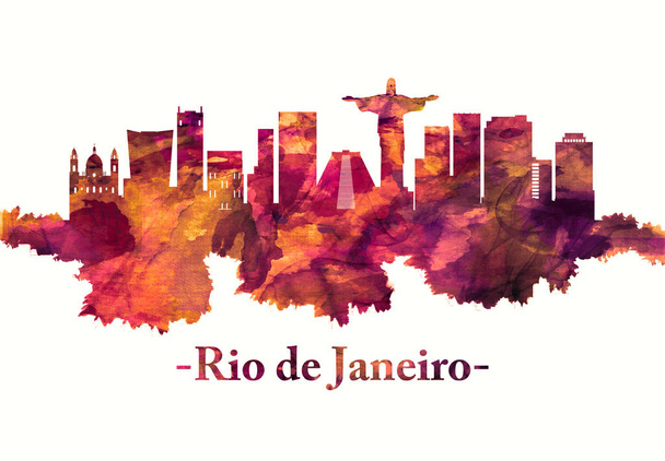 Rio de Janeiro Brazylia panoramę w kolorze czerwonym - Zdjęcie, obraz