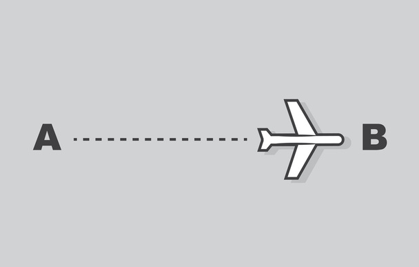 Ruta del avión A a B
 - Vector, imagen