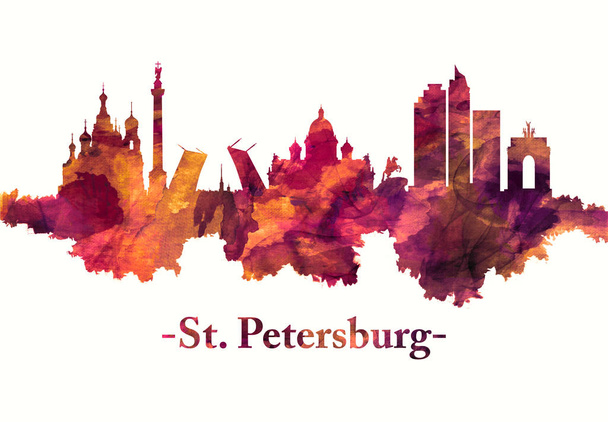San Petersburgo skyline ruso en rojo
 - Foto, imagen