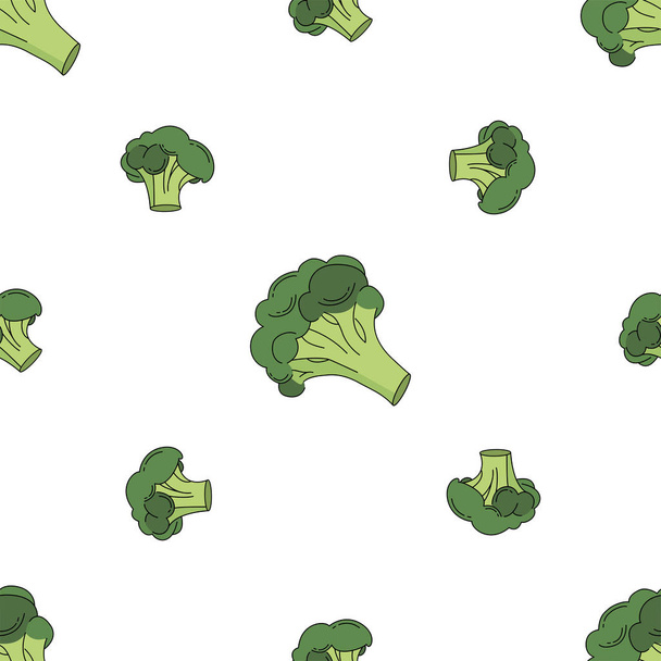 Broccoli colored isolated seamless pattern on white background. - Vecteur, image