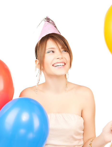 Happy girl with colorful balloons - Foto, afbeelding