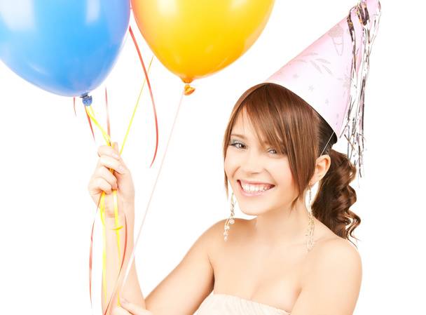 Happy girl with colorful balloons - Φωτογραφία, εικόνα
