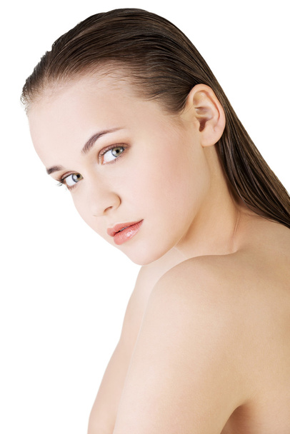 Beautiful woman's face with fresh clean skin - Fotó, kép