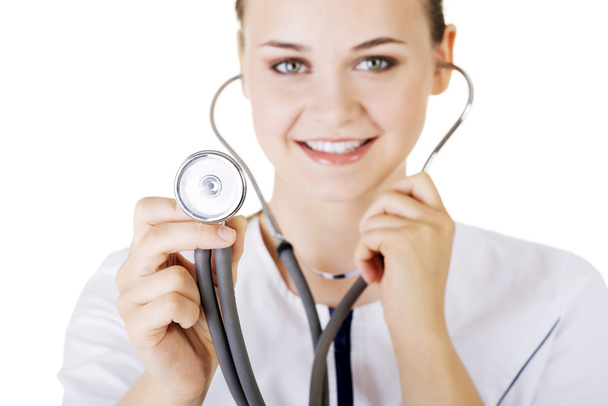 Female doctor with stethoscope - Φωτογραφία, εικόνα