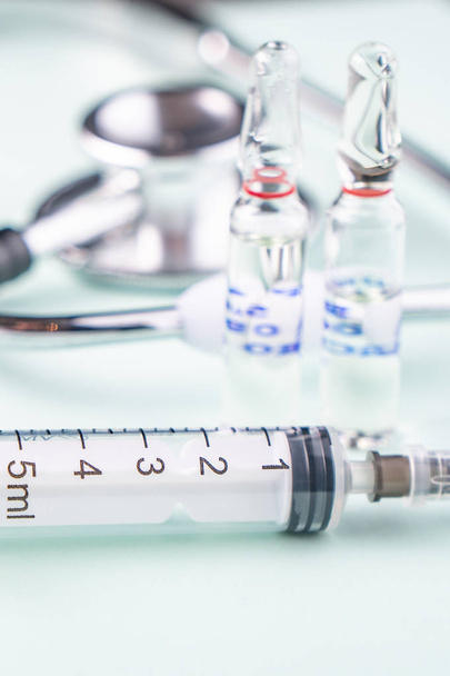 Syringe isolated on light background, medical tools - Photo, Image