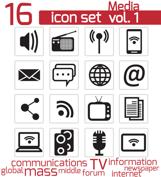 ikona komunikace a média - Vektor, obrázek